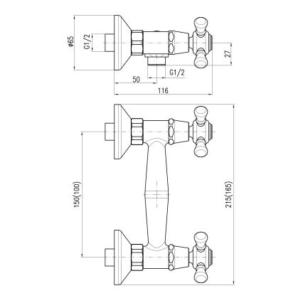 RAV Slezák MK180.5/1CMATSM - MORAVA RETRO zuhanyszett csapteleppel, fekete/sárgaréz