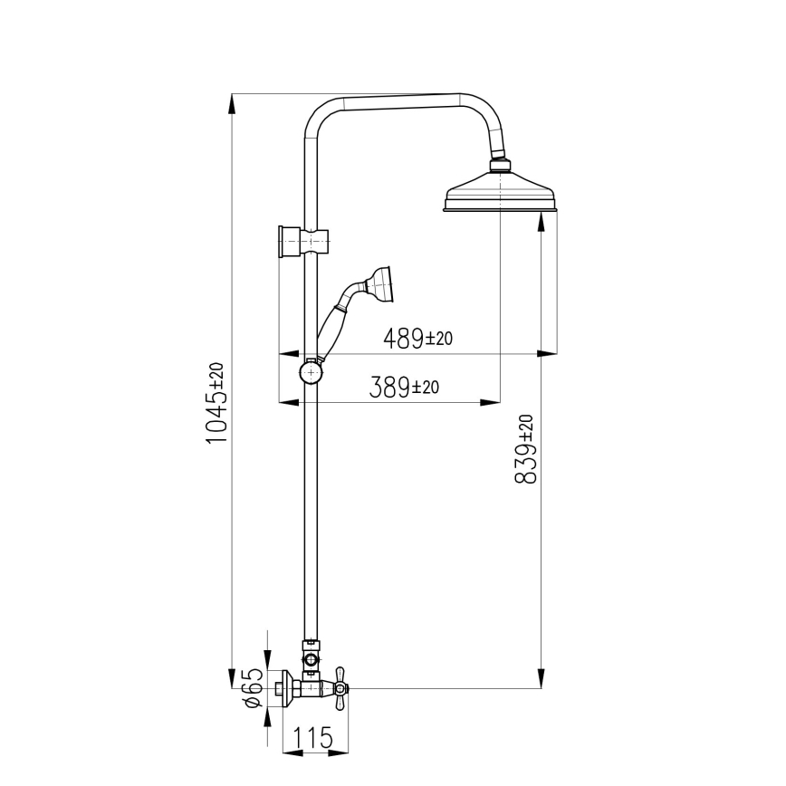RAV Slezák MK181.5/7CMATSM - MORAVA RETRO zuhanyszett csapteleppel, fekete/sárgaréz