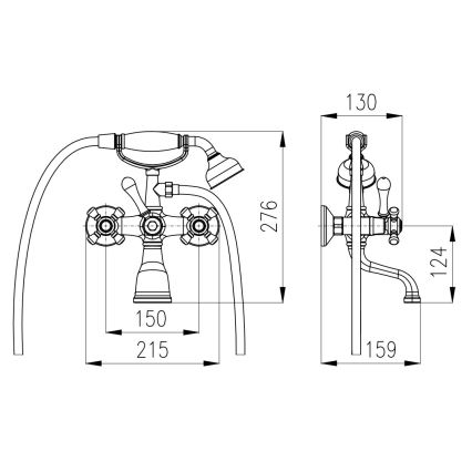 RAV Slezák MK559.5/2SM - MORAVA RETRO kádgarnitúra csapteleppel, antik sárgaréz