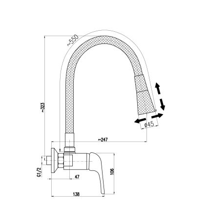 RAV Slezák SA002.5/13 - SAZAVA mosogató csaptelep, 32,3 cm, fekete/fényes króm