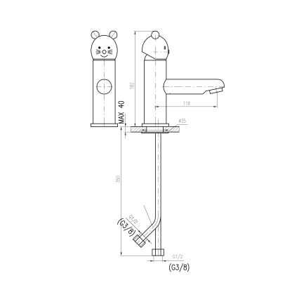 RAV Slezák SE326.0 - JUNIOR mosdócsaptelep 18,2 cm, piros/kék