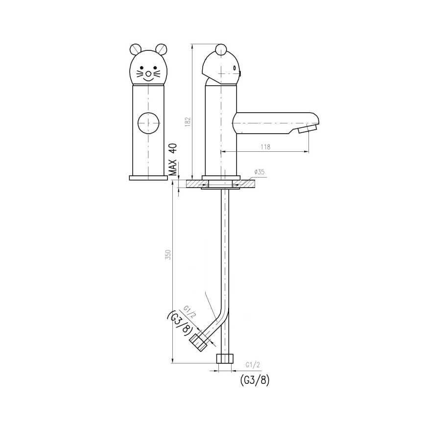 RAV Slezák SE326.0 - JUNIOR mosdócsaptelep 18,2 cm, piros/kék
