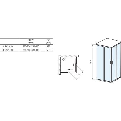 Ravak 1LV40100ZG - Négyrészes sarokkabin BLIX 80x80 cm fehér