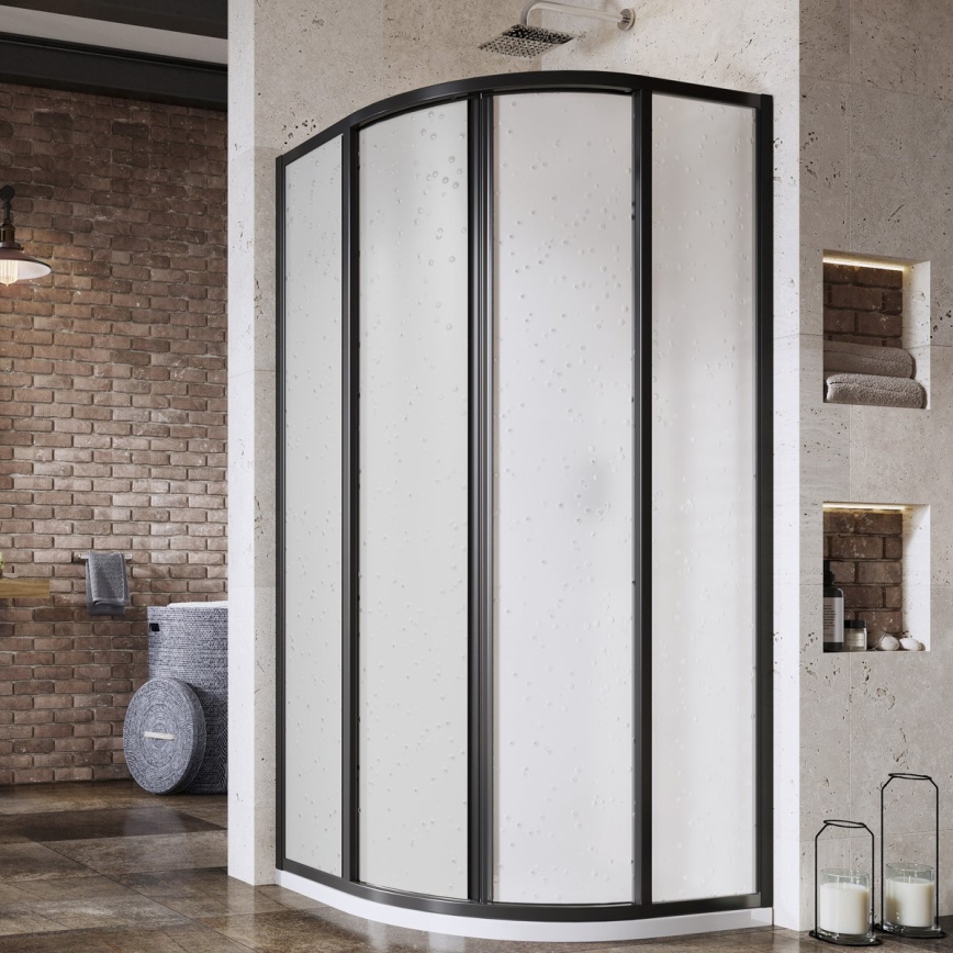 Ravak 3114O30211 - Négyrészes, negyedköríves zuhanykabin SUPERNOVA 80x80 cm fekete