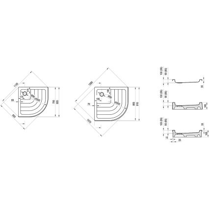 Ravak A207001120 - RONDA negyedköríves zuhanytálca, 90x90 cm, fehér