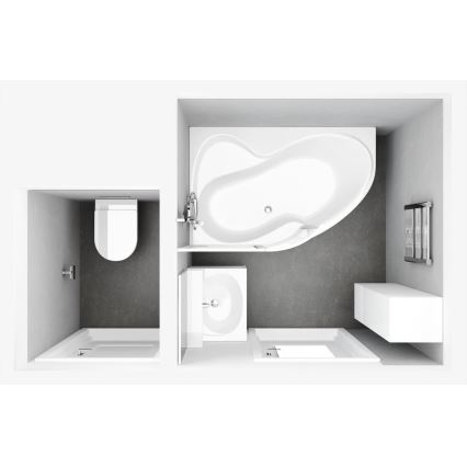 Ravak C571000000 - ROSA sarokkád 160x95 cm akril/fehér