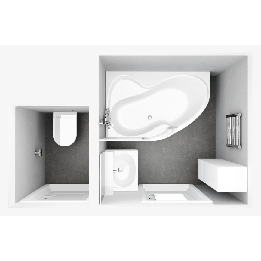 Ravak C571000000 - ROSA sarokkád 160x95 cm akril/fehér