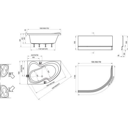 Ravak CL21000000 - ROSA sarokkád 160x105 cm akril/fehér