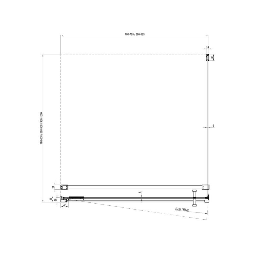 Ravak - COOL zuhanykabin 90x90 cm, fekete