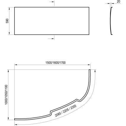 Ravak CZ45100000 - Elülső panel az ASYMMETRIC 150 cm-es kádhoz, akril/fehér