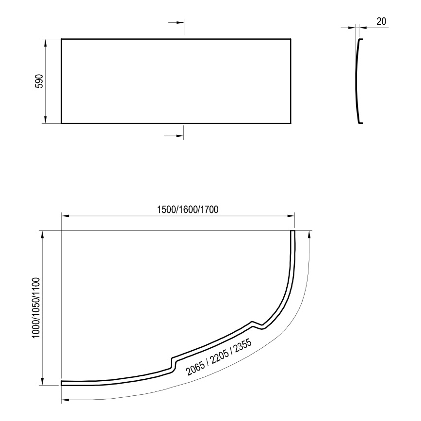 Ravak CZ46100000 - Kád előlap ASYMMETRIC 160 cm akril/fehér