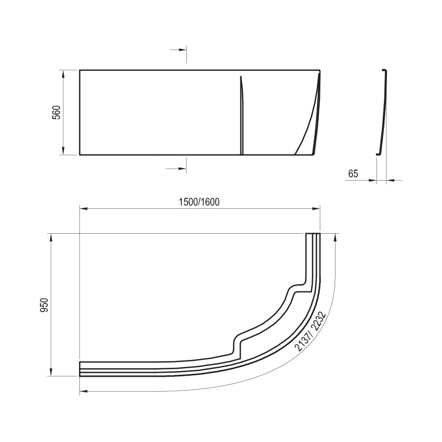 Ravak CZ57100A00 - ROSA 160 cm kádpanel, akril, fehér