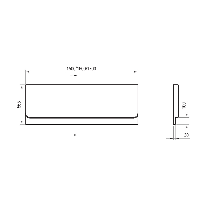 Ravak CZ73100A00 - Elülső panel a CHROME fürdőkádhoz, 160 cm, akril, fehér