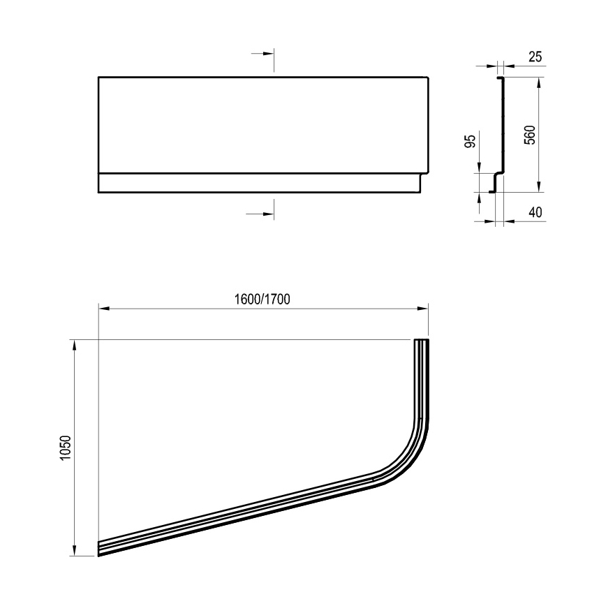 Ravak CZA4100A00 - CHROME kádpanel 170x105 cm akril/fehér