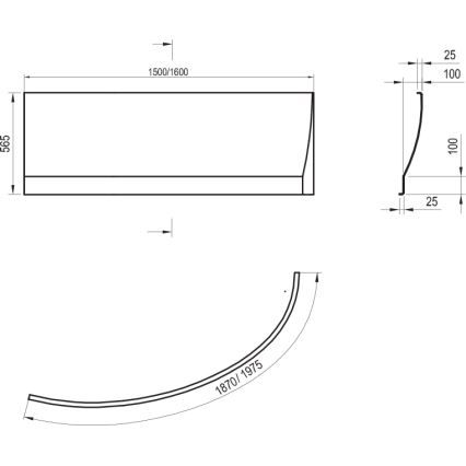 Ravak CZI1000A00 - Kádpanel AVOCADO 150 cm akril/fehér