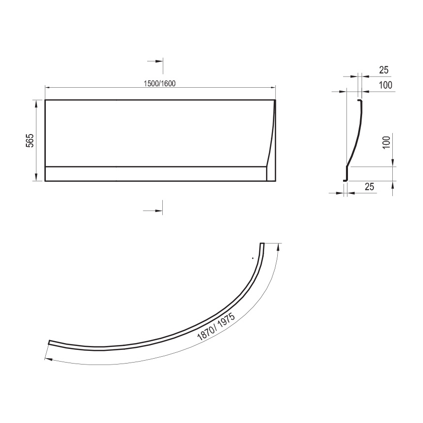 Ravak CZI1000A00 - Kádpanel AVOCADO 150 cm akril/fehér