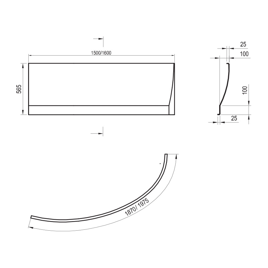 Ravak CZS1000A00 - AVOCADO kádpanel 150 cm akril/fehér
