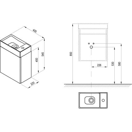 Ravak X000001386 - Fürdőszobai mosdó alatti szekrény VEDA 54,5x40 cm fehér