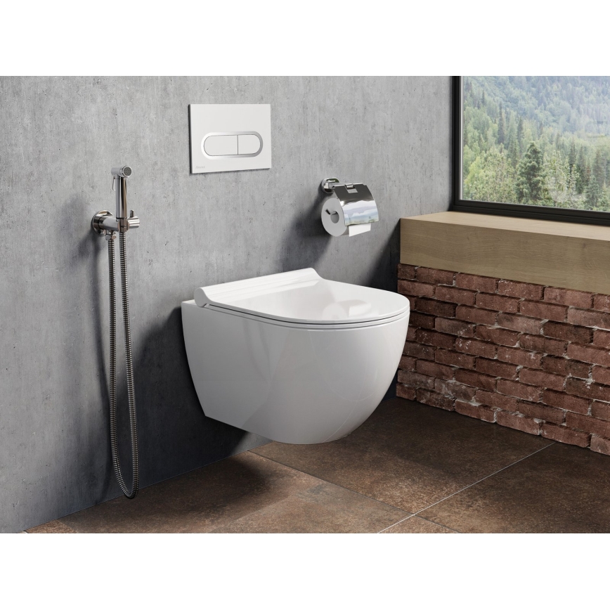 Ravak X01455 - CHROME öblítő nyomólap 24,7x16,5 cm fehér