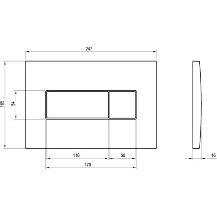 Ravak X01456 - UNI öblítő nyomólap 24,7 x 16,5 cm, matt króm