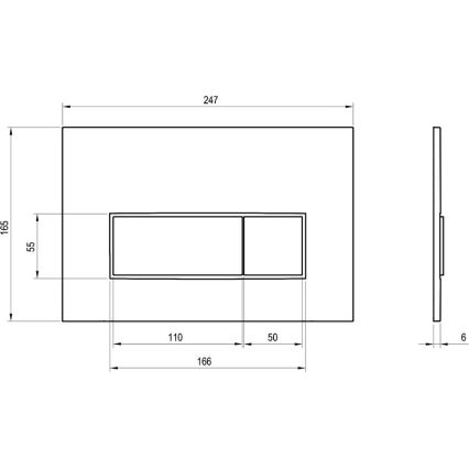 Ravak X01744 - UNI SLIM öblítő nyomólap 24,7x16,5 cm fekete