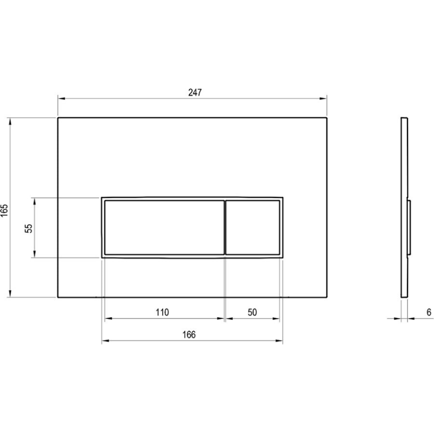 Ravak X01744 - UNI SLIM öblítő nyomólap 24,7x16,5 cm fekete