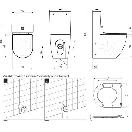 Ravak X01870 - perem nélküli kombinált WC SoftClose OPTIMA ülőkével, kerámia/fehér