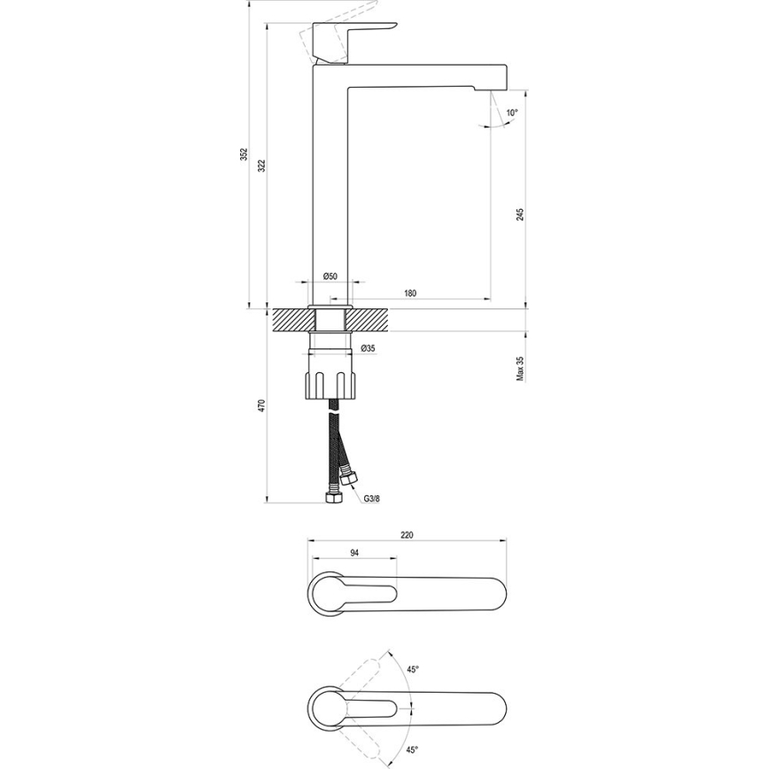 Ravak X070114 - PURI mosdócsaptelep, 32,2 cm, fényes króm