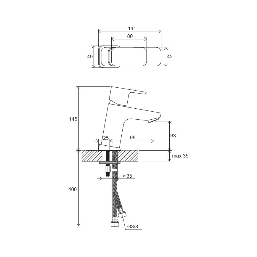 Ravak X070127 - FREE mosdócsaptelep 14,5 cm, fényes króm