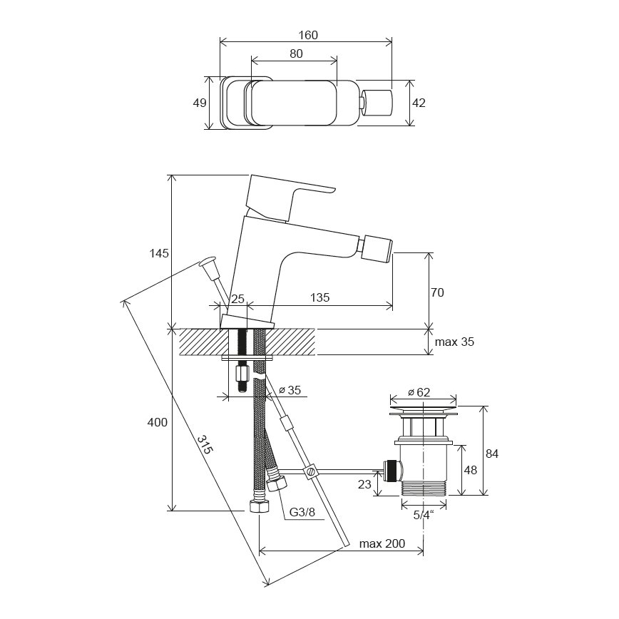 Ravak X070133 - FREE bidé csaptelep, fényes króm