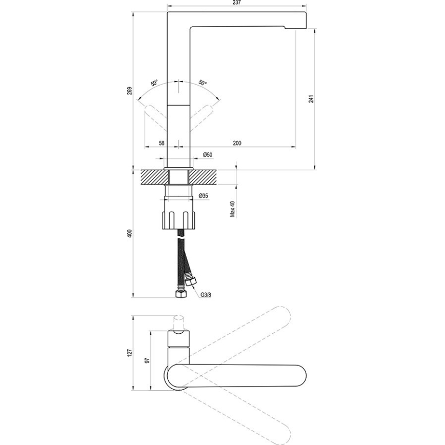 Ravak X070143 - PURI mosdócsaptelep 26,9 cm-es, fényes króm