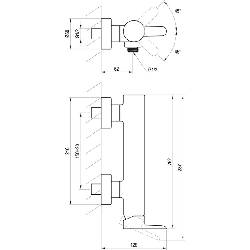 Ravak X070145 - PURI zuhanycsaptelep, fényes króm