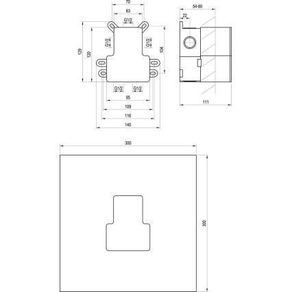 Ravak X070234 - Beépítő test falba süllyesztett csaptelepekhez R-BOX 12,9x14 cm