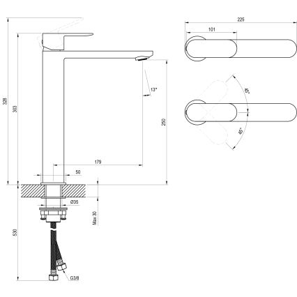 Ravak X070447 - mosdócsaptelep CHROME 30,3 cm fényes króm