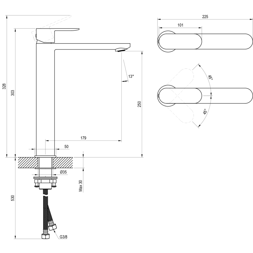 Ravak X070447 - mosdócsaptelep CHROME 30,3 cm fényes króm