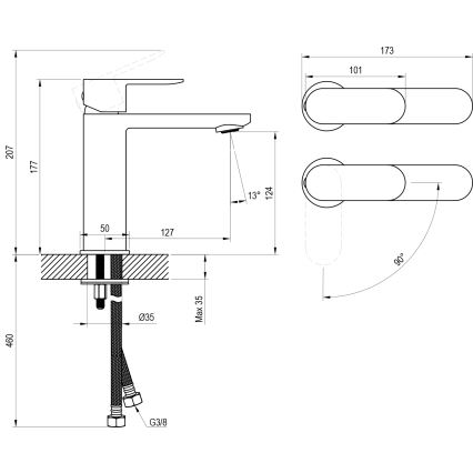 Ravak X070448 - Mosdócsaptelep CHROME 17,7 cm fényes króm