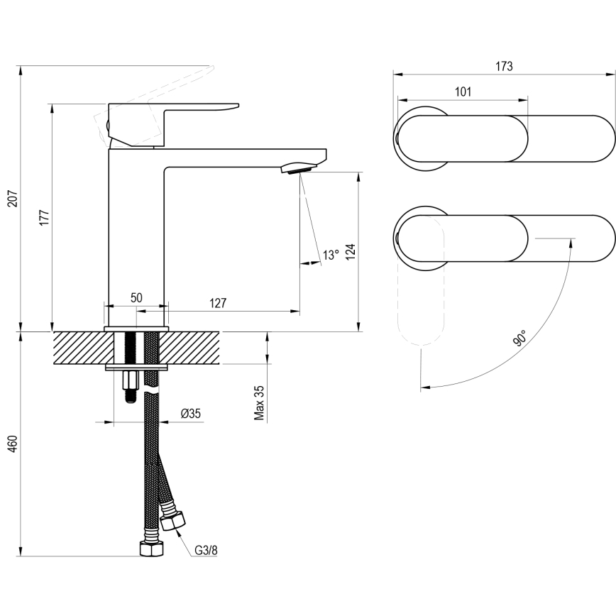 Ravak X070448 - Mosdócsaptelep CHROME 17,7 cm fényes króm