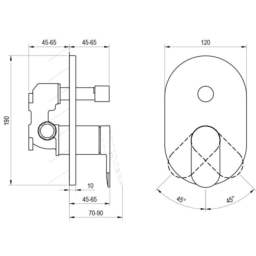 Ravak X070454 - Falba építhető zuhanycsaptelep CHROME fényes króm
