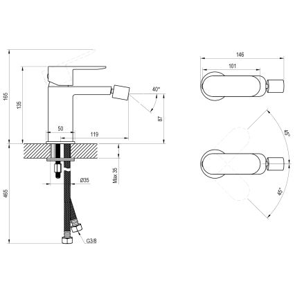 Ravak X070465 - CHROME bidécsaptelep fekete