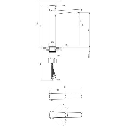 Ravak X070478 - LIFE 28 cm-es mosdócsaptelep, fekete
