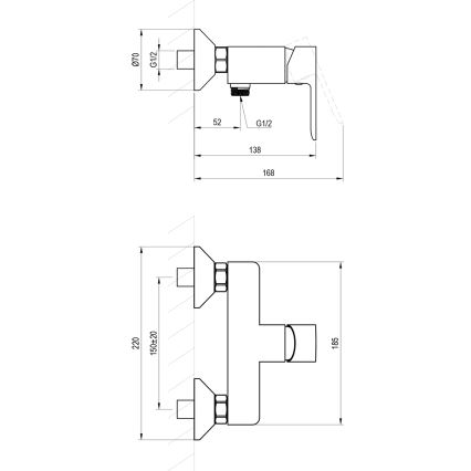 Ravak X070486 - SOLAR zuhanycsaptelep, fényes króm