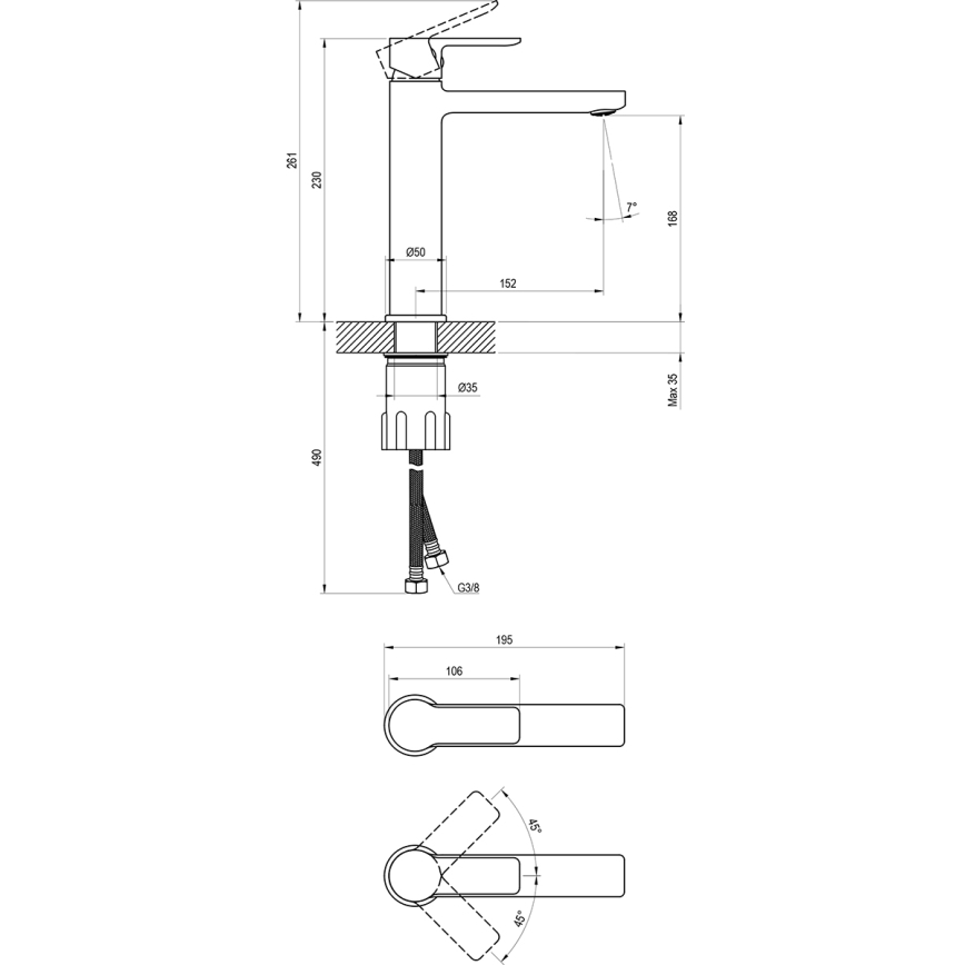Ravak X070489 - SOLAR 23 cm mosdó csaptelep fekete