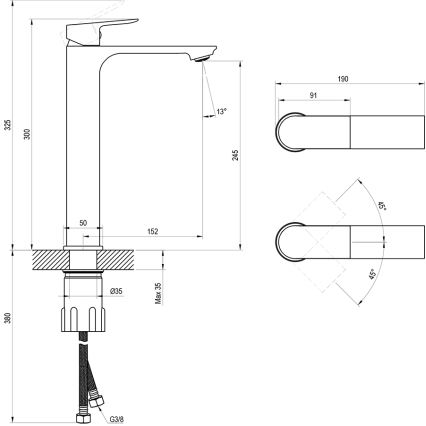 Ravak X070653 - PLAN 30 cm mosdócsaptelep, szálcsiszolt grafit