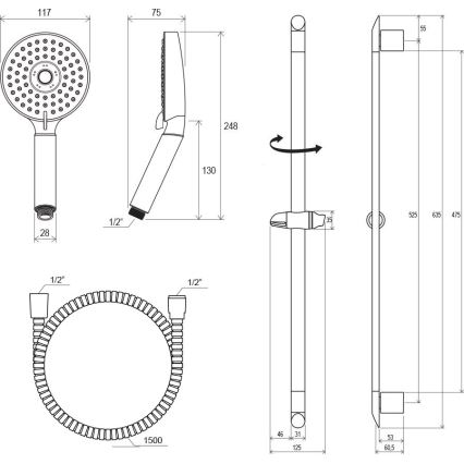 Ravak X07P177 - Zuhanykészlet, fényes króm