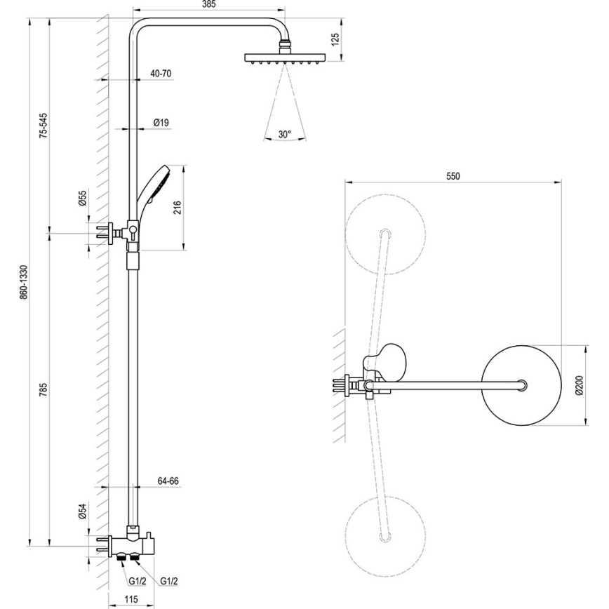 Ravak X07P232 - Zuhanyszett fényes króm
