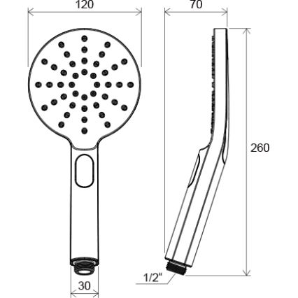 Ravak X07P233 - FLAT nyomógombos kézi zuhany, fényes króm