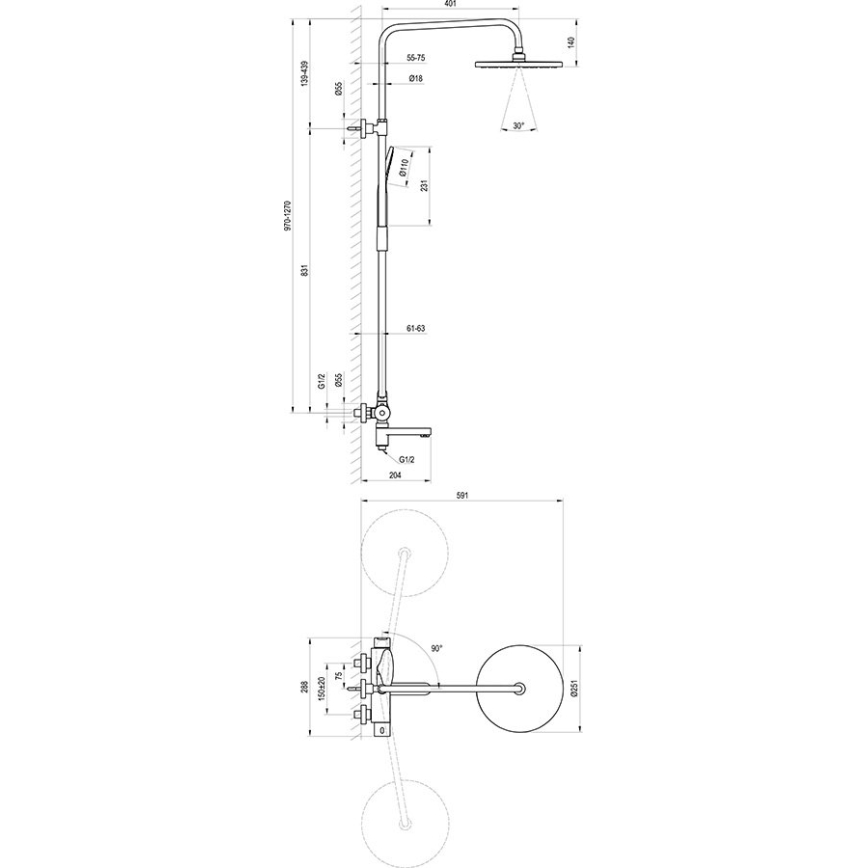 Ravak X07P642 - Zuhanyszett csapteleppel, fényes króm