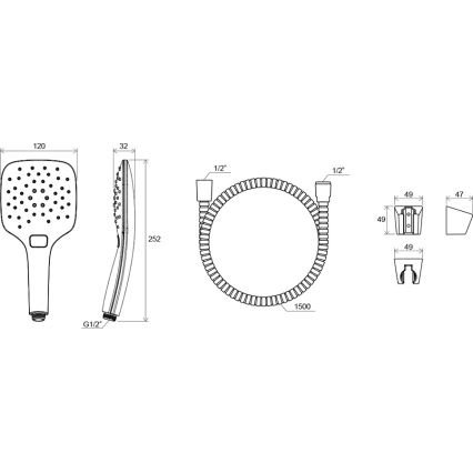 Ravak X07S010 - Fényes króm zuhanykészlet