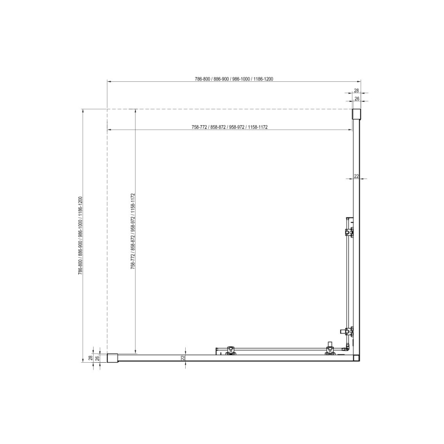 Ravak X1LM70300Z1 - BLIX SLIM négyrészes sarokkabin 90x90 cm fekete