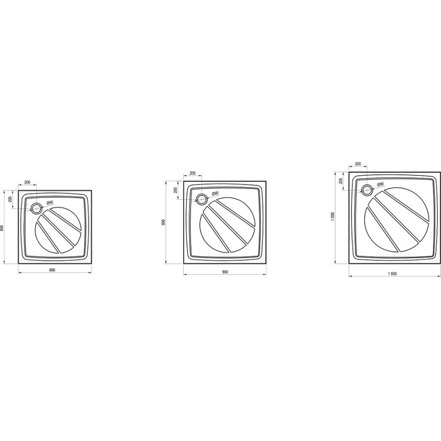 Ravak XA037701010 - PERSEUS négyzetes zuhanytálca 90x90 cm, fehér